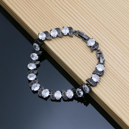 Image of LMXXVJ Fashion Tennis Bracelet Created Emerald White Gold Plated Charm Bracelet Gifts Jewelry for Women