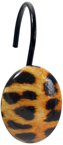 Carnation Home Fashions PHPA-LEP/M Leopard Resin Shower Curtain Hooks, Multicolor