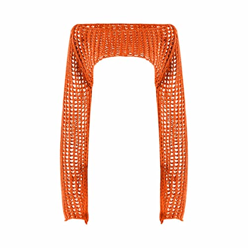 Sexy europäische amerikanische Ausschnitt- Strickwaren- Volltonfarben- Rundhalsausschnitt- Langarm- Strickwaren- Bluse für Damen (Orange, M)