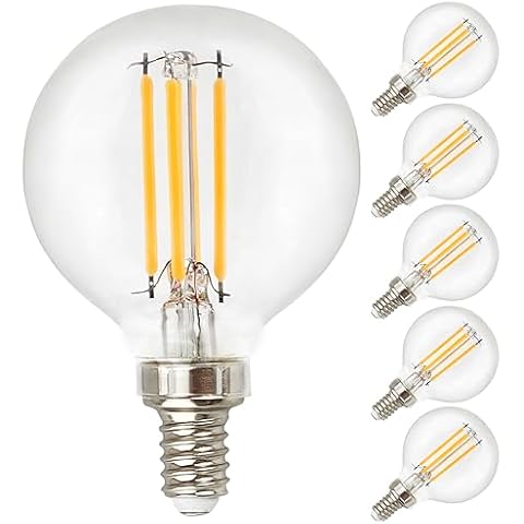 Dimmable G16.5 Bulbs 5.5W Equivalent to 60 Watt Filament Bulb for Home Room Spaces, E12 Edison LED Light Bulbs 500 Lumens Emit Warm White 3000K for Vanity, Pendant and Decorative 6 Pack Cover