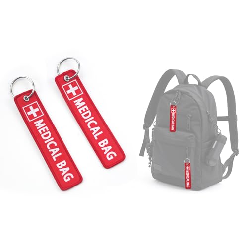 2 Pack Medical Alert Bag Tags, Emergency Medical Equipment Luggage Tags for CPAP Respiratory Equipment, Diabetes, Allergy - Everyday Home and Travel Medical Device Luggage Tag