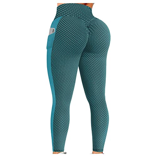 LIEIKIC Legging taille haute pour femme - Sport Fitness - Yoga - Long - Opaque - Legging de sport - Legging de fitness avec poches push-up - Legging pour femme, vert, L Cover