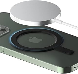 Sinjimoru Magnetic Sticker for MagSafe Wireless Chager & Accessories, Strong Magnet Ring Sticker for iPhone 12, 13 & 14 Series Compatible with MagSafe. M-Plate Black