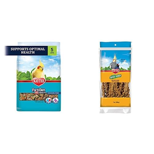 KayteeForti-Diet Pro Health Cockatiel Pet Bird Food, 5 Pound Spray Millet Treat for Pet Birds, 7 Ounce Bundle