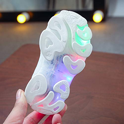 Polg Baby Boys Girls Led Light Up Flashing Sneakers Shoes Summer Comfortable Soft Knit Footwear For Toddler/Little Kid (White, 18-24Months) #TOP4