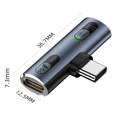 Jadebones USB C Splitter with 100W Fast Charging, Dual USB C Headphone and Charger Adapter Dongle for iPhone 16/15 Series, iPad, MacBook, Galaxy S24/S23 and More - Grey (No for Power and Video Output) by Jadebones - Image 2