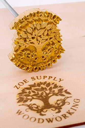 Custom Logo Wood Branding Iron,Reliable Leather Branding Iron Stamp,BBQ Heat Stamp Including The Handle, Tree Woodworking Design Stamp (1x1)