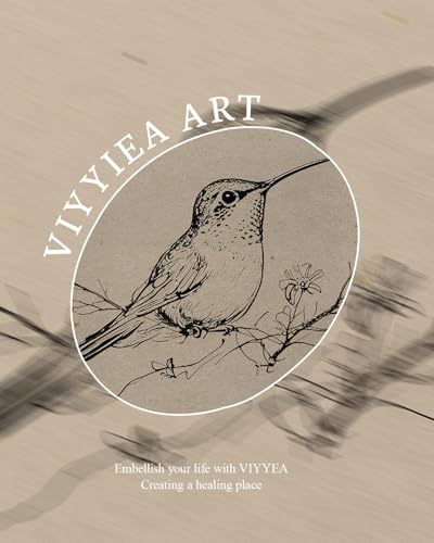 Image of VIYYIEA Vintage Gold Framed Wall Art for Living Room, Hummingbird Canvas Prints Home Decor, Oil Painting Picture, Bedroom Wall Decor Gifts for Friends or Family -【Resting Hummingbird】-(10L x 8W)