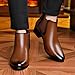 BOEGBNW Men'S Leather Chelsea Ankle Boots Fashion Side Zipper Pointed Toe Business Chukka Boots Casual Comfortable Dress Bootie (Brown,10)