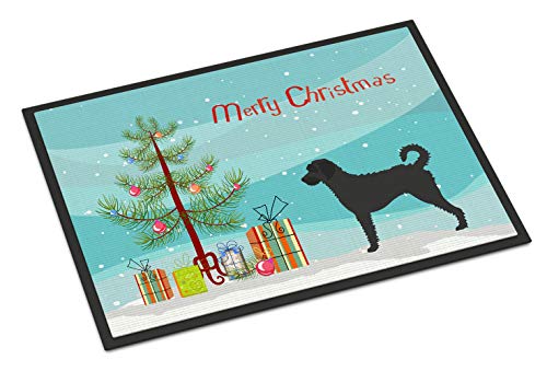 Caroline's Treasures BB8499MAT Labradoodle Christmas Doormat 18x27 Front Door Mat Indoor Outdoor Rugs for Entryway, Non Slip Washable Low Pile, 18H X 27W