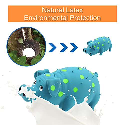 Andiker Dog Squeaky Toy, Dots Latex Dog Chew Toys With A Oinks Sound Squeaker Grunting Pig Dog Toy Durable Self Play 8" Dog Squeeze Toy For Dental Biting Chasing To Kill Boring Time (Blue) #TOP5