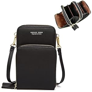 Dames handtassen schoudertas dames mobiele telefoontas schoudertas kunstleer schoudertas 3 ritssluitingen tas met veel vakken kaartenvak portemonnee portemonnee voor iPhone 5/6/7/8/X Plus