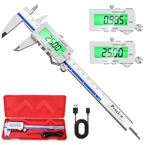 Calibre Digital Recargable Pantalla TáCtil,Calibrador Digital ElectróNico de PrecisióN 150mm/6pulgadas,Pie De Rey Digital De Apagado AutomáTico,Pie de Rey ElectróNico con Pantalla LCD（plata）