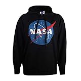 Offizielles Nasa-Produkt. Nasa Damen Circle Logo Kapuzenpullover, Schwarz (Black Blk), 40 (Herstellergröße: Large)