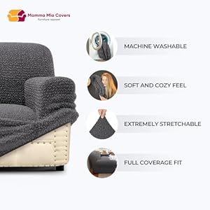 PAULATO BY GAICO Sofa Slipcover Stretch Couch Cover Stylish Cushion Sofa Cover Soft Polyester Fabric Slip Cover 1 Piece Form Fit Washable Protector for Pet Mille Righe Collection Camel