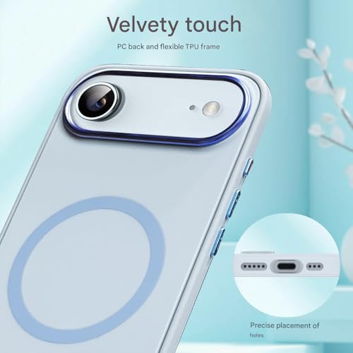 Image of VONZEE Compatible with iPhone 17 Air Case (6.6 Inch), MagSafe Compatible Magnetic Matte Back Cover, Military Grade Shockproof Protective Case, Anti-Fingerprint, Official Blue