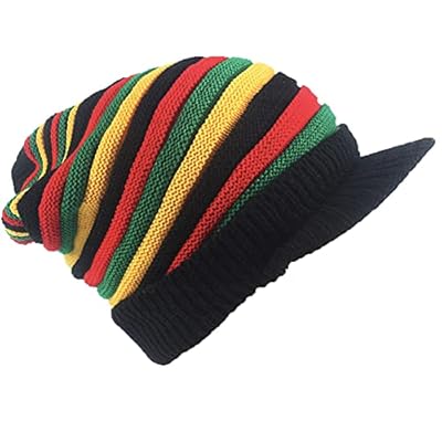 HunterBee Gorro de Punto de Lana Rasta Reggae Gorra Jamaicana Jamaicano Colorida Hippie Beanie Sombrero de Ganchillo de Punto Slouchy Baggy Bob Cap | Ya disponible en tu tienda friki favorita! En mundofriki.es!
