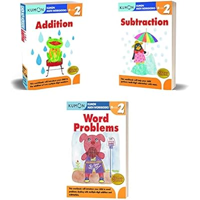 Kumon Grade 2 Workbook Set (3 Workbooks) Addition, Subtraction, Word Problems