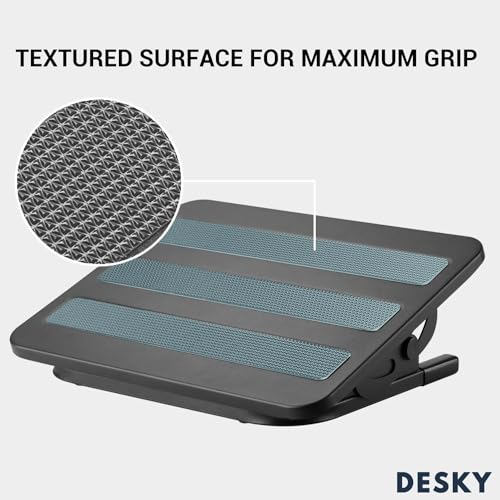 Image of Desky Classic Desk Foot Rest - Ergonomic Under-Desk Foot Support with Adjustable Height, Non-Slip Surface, Improves Posture & Comfort for Office or Home