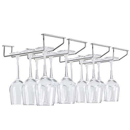 DEFWAY Weinglashalter Gläserhalter Weinglas Rack - Edelstahl Stielgläser Halter Unter Schrank, Weinglashalterung mit Schrauben für Bar Küche Zuhause, 2 Packung Cover