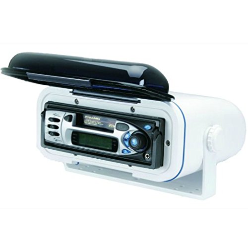 1 PYLE PLMRCW3 contenedor para estéreo Marino o Radio de Coche Impermeable y Resistente al Agua y al Sol Blanco para Bote Piscina, 1 Pieza
