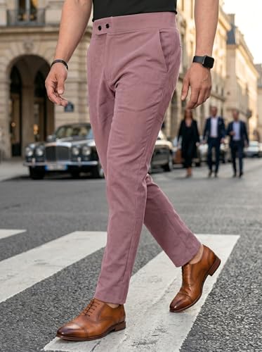 Image of erke Men's Slim Fit Formal Trouser with 4-Way Stretch | Lycra Blend Wrinkle Resistant Office Chinos for Men | Mid Rise Tapered Trousers for Men