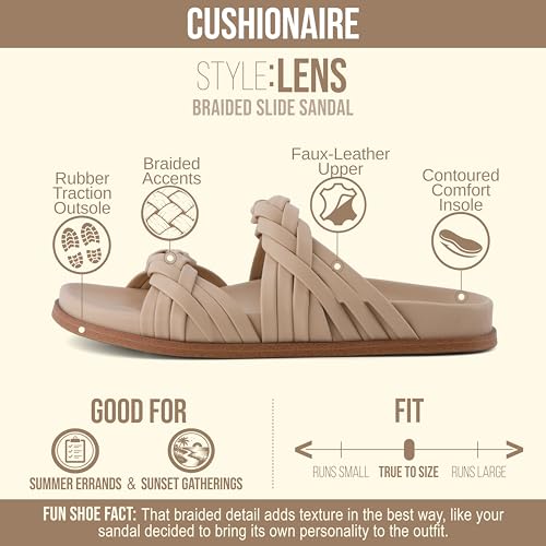 CUSHIONAIRE Lens Womens Sandals with Arch Support, Comfortable Sandals for Women with Braided Strap and Cushioned Footbed, NUDE 9.5 by CUSHIONAIRE - Used condition - Image 4