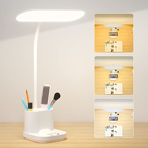 デスクライト Deeplite 卓上ランプ 筆立て LED 多機能 スタンドライト 読書灯 3色調光 360°回転可能 デスクランプ 文房具収納 USB給電 軽量 多機能ライト 屋内照明 読書 勉強 仕事 停電対策 目に優しい タッチセンサー PC作業 ホワイト