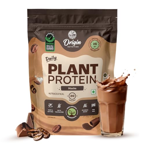Image of Origin Nutrition 100% Natural Plant Based Protein Powder, 823 gm, Ranked Best Vegan Protein, European Pea Protein Isolate & Pumpkin Seed, Mocha Flavour with 25g per Protein Per Serve