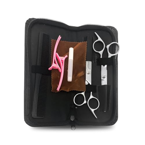 Estojo Kit Corte De Cabelos Tesouras 5 Peças