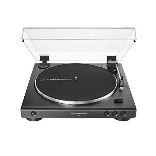 Audio-Technica AT-LP60X Fully Automatic Belt-Drive Stereo Turntable with Built-in Preamp and USB Output Vinyl Playback Bundle with 3-Inch Powered Studio Monitors Pair (Black) (3 Items)