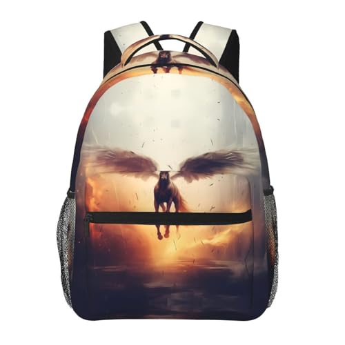PHAYAH Pegasus Laptop-Rucksack mit Flying Away Muster, lässiger Rucksack für Damen und Herren, für Jungen und Mädchen, leichter Rucksack