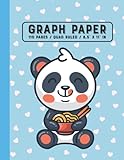  Cute Panda Eating Noodle Ramen Graph Paper, Cute Japanese Ramen Noodles Ruled Paper Notebook Journal for Girls and Women, Pretty Lined Workbook for Writing Notes and Exercise