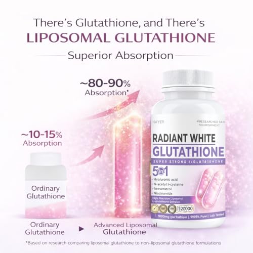 Image of Liposomal Glutathione by Hayer for Skin Whitening 1000mg, 99% Skin Supplements 60 Tablets