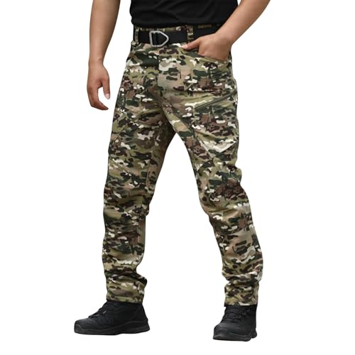 OIOLOYJM Military Cargo Pants for Men Hiking Relaxed Fit Work Waterproof Stretch Tactical Lightweight Outdoor Travel Pant