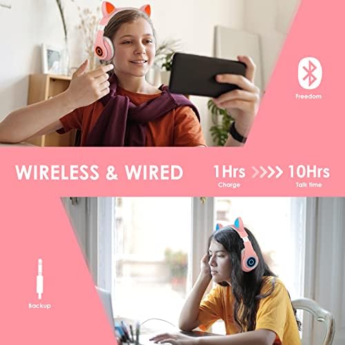 Sendowtek Bluetooth Kulaklık, Kablosuz Bluetooth Kulaklık, LED, Katlanabilir, Hi-Fi, Stereo, Protein Pedli, Dahili Mikrofonlu TF FM (Pembe) - Görsel 7