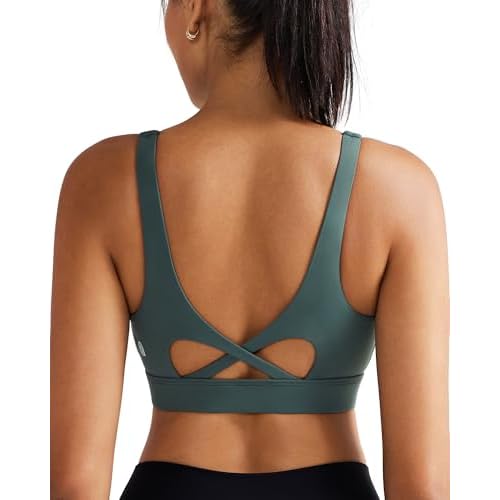 RUNNING GIRL Sports Bra for Women High Support, Molded Cup High Impact Sports Bras with Sewn in Pads Workout Running Bra Sage Green Small
