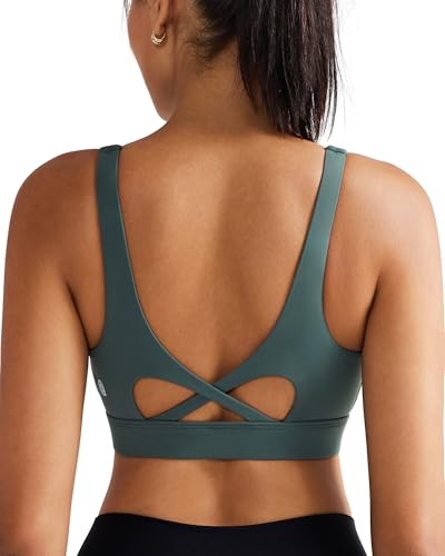 RUNNING GIRL Sports Bra for Women High Support, Molded Cup High Impact Sports Bras with Sewn in Pads Workout Running Bra(3128 Sage Green M)