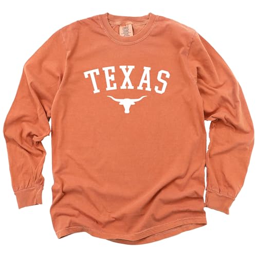 Texas T-Shirt for Men, Women, Unisex - State Pride Graphic Tee - Vintage Long Sleeve Crew Neck Top - 100% Cotton