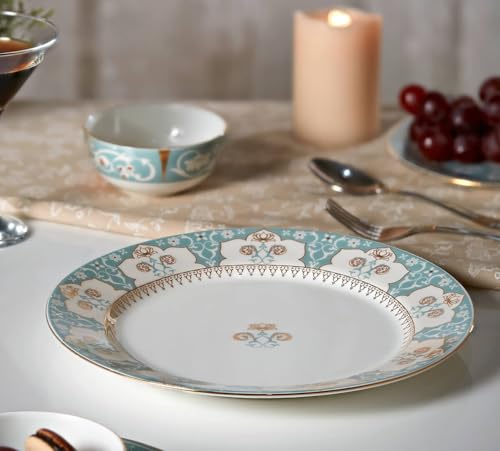 Image of India Circus by Krsnaa Mehta Regal Romance Floral Dinner Plate Bone China | Dishwasher Safe Plates for Kitchen, Dining, Restaurants, Gifting | 10 Inch, Set of 1