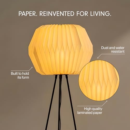 Image of FIG Living Lifo Paper Floor Lamp for Living Room Decoration, Bedroom & Home Decor | 120 cm Tall Lamp | Origami-Inspired Lampshade | Knock-Down Tripod Stand (Bulb not Included)
