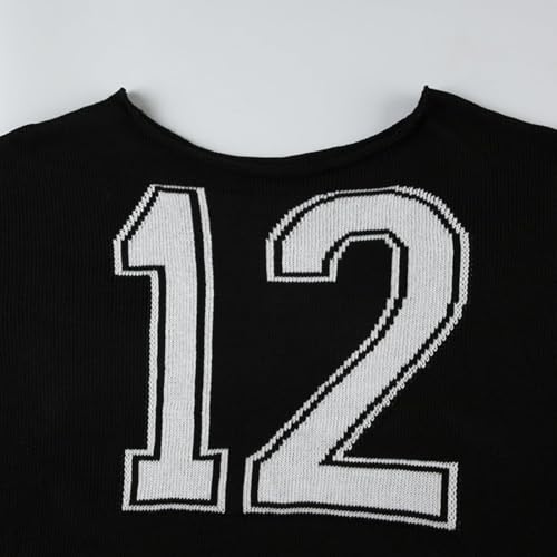 Y2K Jersey Sweatshirts One Shoulder Number Graphic Sweater Vintage Long Sleeve Oversized Tops Going Out Streetwear2