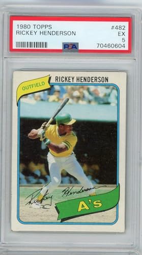 Graded 1980 Topps Rickey Henderson 482 Rookie RC Baseball Card PSA 5 EX