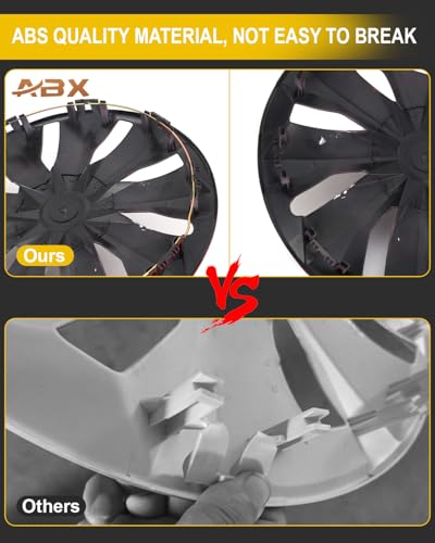 Image of ABX Hubcaps,16 inch hubcaps Set of 4, Wheel Rim Cover ABS Material, Snap On Car Truck SUV Replacement, for Toyota Camry Nissan Mazda etc, Black & Red