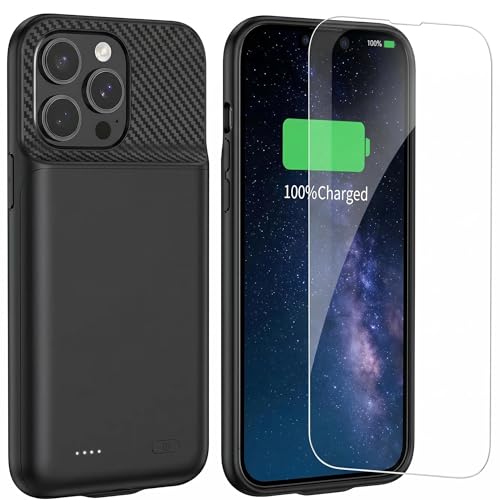 Funda de batería para iPhone 16 Pro y 17 de 10000 mAh ultradelgada portátil color negro de 6.3"