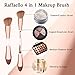 Raffaello 4-in-1 Travel Makeup Brush, Multi-use Makeup Sponge, Eyeshadow, Eyebrow, Liner & Blush Blending Brush for Foundation, Concealer, Powder, Vegan, Dual-Ended Make Up Brush Set (1pcs RoseGold)