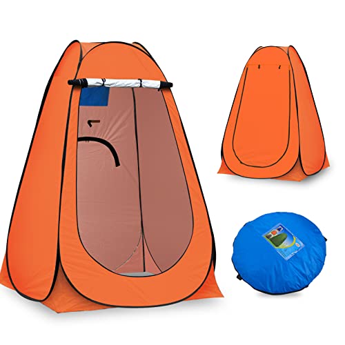 CLIPOP Pop Up Changing Tent, Carpa de Ducha Portátil para Baño o Vestidor con Bolsa de Transporte, Carpa de Privacidad para Camping Playa Senderismo Pesca Picnic, Color Naranja