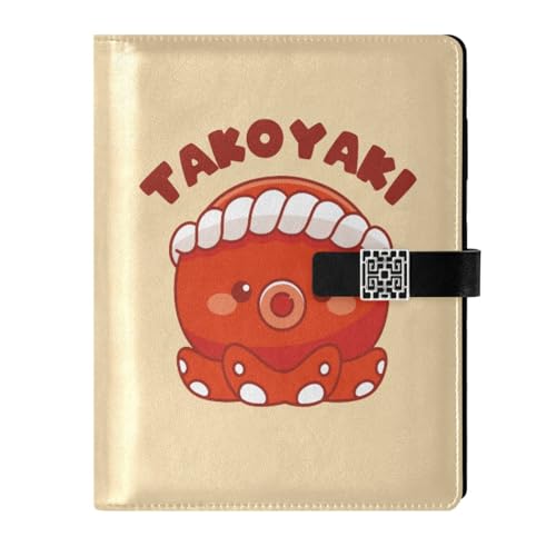 SoreSore システム手帳 A5サイズ 和風 たこ焼き タコ 章魚 おもしろ メモ ノート PU リフィル付き ビジネス スケジュール手帳 ペンホルダー オフィス 就職 進学