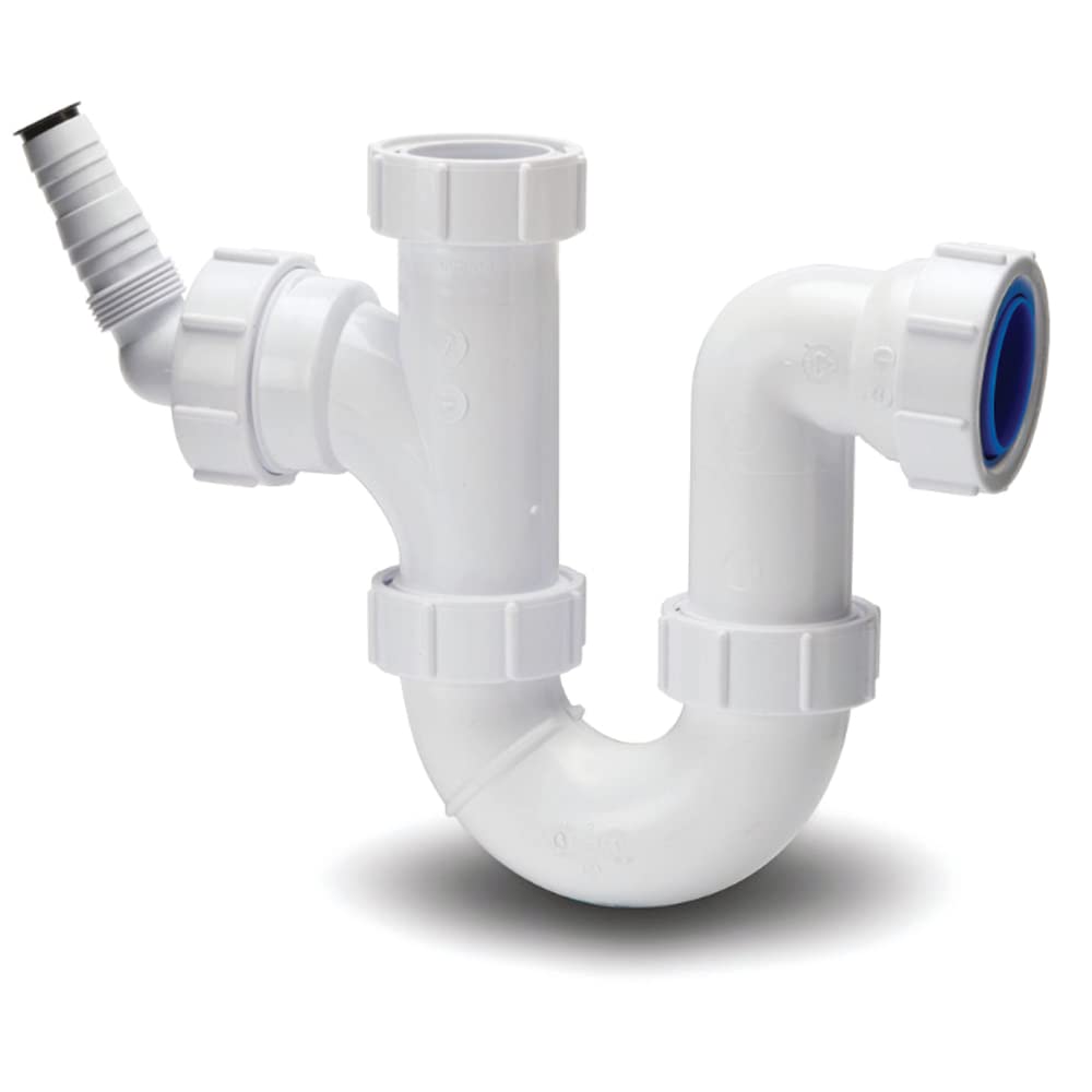 Polypipe White Pwm2 | 40Mm Washing Machine Half Trap With 75Mm Seal And Adaptor In