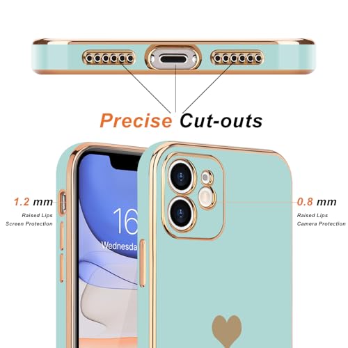 Teageo JZDEQX00470-GM Compatible With Iphone 11 Case For Girl Women Cute Love-Heart Luxury Bling Plating Soft Back Cover Raised Camera Protection Bumper Silicone Shockproof Phone Case thumb #1